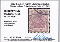 Deutsches Reich Mi.-Nr. 197 b oo Kurzbefund