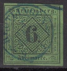 Württemberg Mi.-Nr. 3 a II b oo gepr.