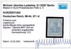 Deutsches Reich Mi.-Nr. 87 I d * Fotobefund