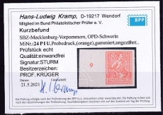 SBZ Mi.-Nr. 24 P I U ** Kurzbefund