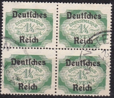 Deutsches Reich Dienst Mi.-Nr. 47 oo gepr. INFLA Viererblock