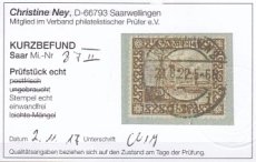 Saar Mi.-Nr. 87 II oo Kurzbefund