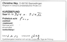 Saar Dienst Mi.-Nr. 24 XI oo Kurzbefund