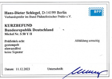 Bund ZD Mi.-Nr. S 50 Y II oo Kurzbefund