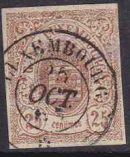 Luxemburg Mi.-Nr. 8 oo minimal dünn