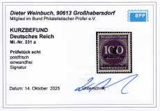 Deutsches Reich Mi.-Nr. 331 a ** Kurzbefund