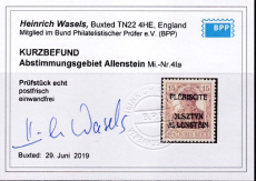 Allenstein Mi.-Nr. 4 I a ** Kurzbefund