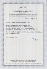 Württ - Mi.-Nr. Block 1 oo Fotoattest