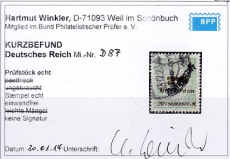 Deutsches Reich Dienst Mi.-Nr. 87 oo Fotobefund
