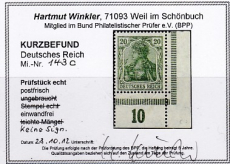 Deutsches Reich Mi.-Nr. 143 c ** Kurzbefund