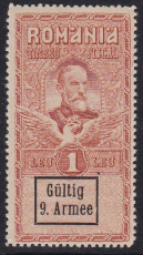Militärverwaltung in Rumänien 9. Armee Fiskalmarke 1 Leu **