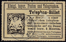 Bayern Telephon-Billet 50 Pfennig