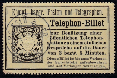 Bayern Telephon-Billet 10 Pfennig