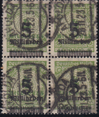 Deutsches Reich Mi.-Nr. 333 A P oo Viererblock gepr. INFLA