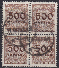 Deutsches Reich Mi.-Nr. 313 A P oo gepr. INFLA Viererblock