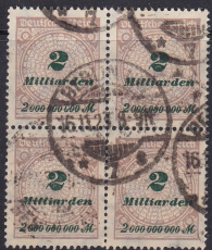 Deutsches Reich Mi.-Nr. 326 A P oo gepr. INFLA Viererblock