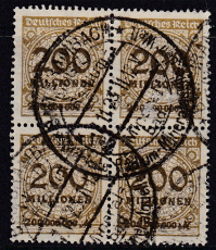 Deutsches Reich Mi.-Nr. 323 A P b oo gepr. INFLA Viererblock