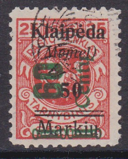 Memel Mi.-Nr. 233 I oo gepr. BPP Zahnfehler
