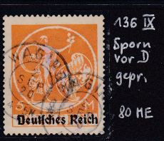 Deutsches Reich Mi.-Nr. 136 AX IX oo gepr. INFLA
