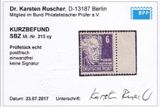 SBZ Mi.-Nr. 213 c y ** Kurzbefund