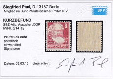 SBZ Mi.-Nr. 214 a y ** Kurzbefund