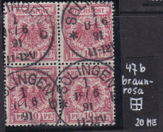 Deutsches Reich Mi.-Nr. 47 b oo gepr. BPP Viererblock