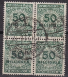 Deutsches Reich Mi.-Nr. 321 A Wb oo Viererblock gepr. INFLA