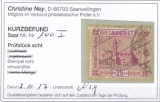 Saar Mi.-Nr. 100 I oo Kurzbefund