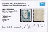 SBZ Mi.-Nr. 218 a y ** Kurzbefund