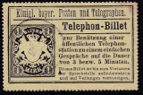 Bayern Telephon-Billet 1 Mark