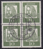 Bund Mi.-Nr. 350 y oo Viererblock